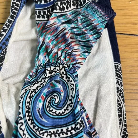 Renee C Wynne Knit Maxi Dress Blue Paisley Womens Medium Vacation Resortwear - Picture 5 of 6